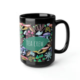 Tea Crew Mushroom Family Black Mug, 15oz. Colorful Mushroom Mug. Tea w Pops Mug.
