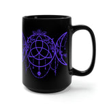 Moon and Stars Mug Large 15 Oz Black. Purple and Black Moon and Stars Mug Graphic Design. Celestial Mug