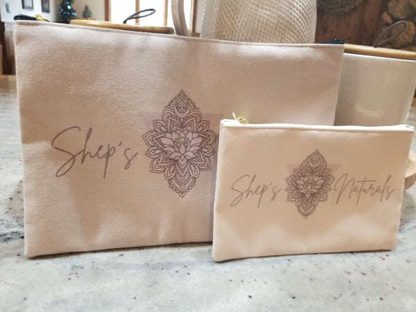 Shep's Naturals Brand Cloth Accessory Pouch. Cosmetic Bag. Clutch.