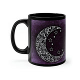 Moon and Stars Purple and Black mug 11oz