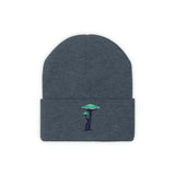 Mushroom Embroidered Graphic Knit Beanie. Foraging Hat