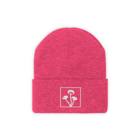 Magic Mushroom Square Embroidered Graphic Knit Beanie Hat