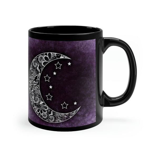 Moon and Stars Purple and Black mug 11oz